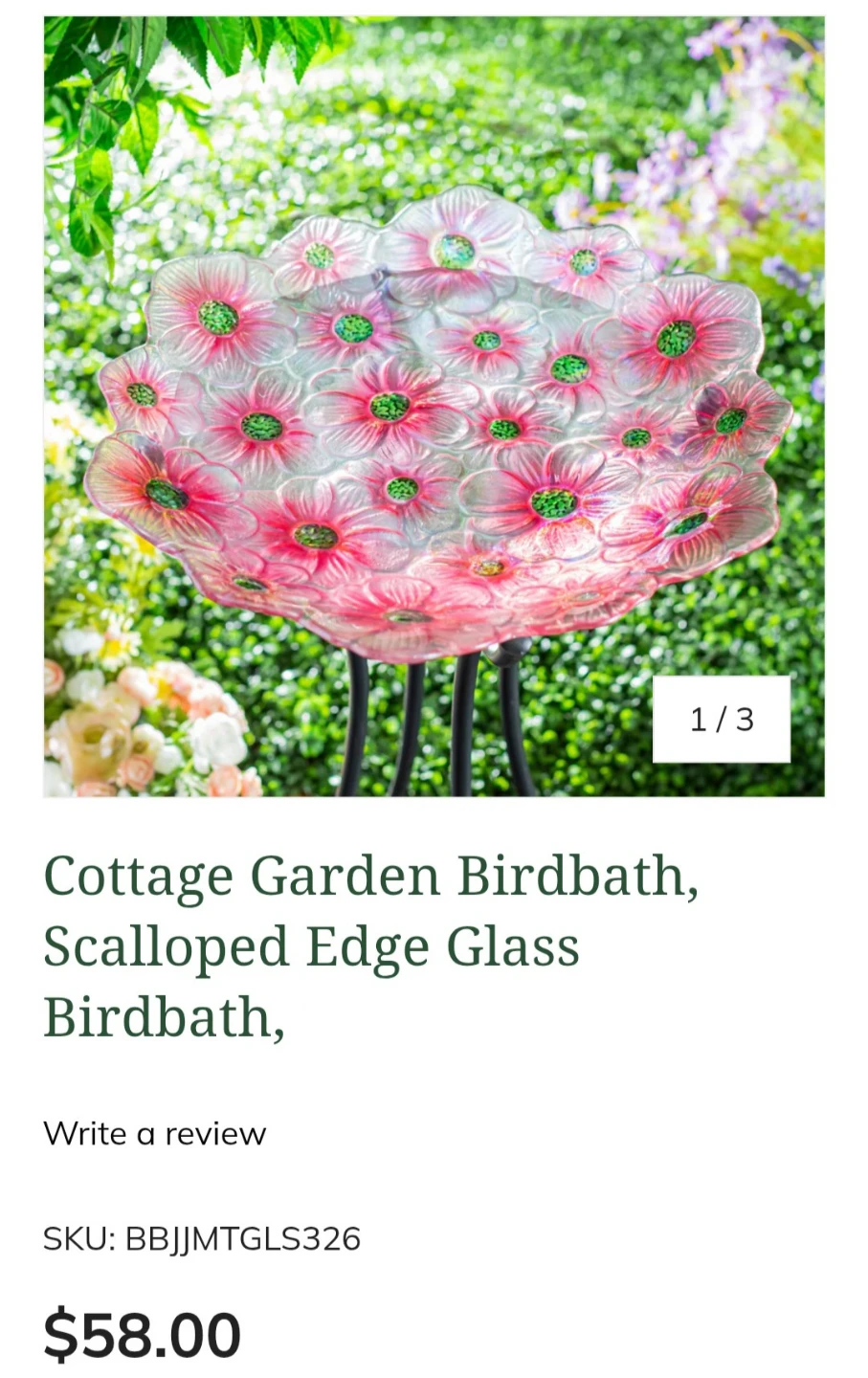New Glass Pink Flowers Bird Bath - photo 5