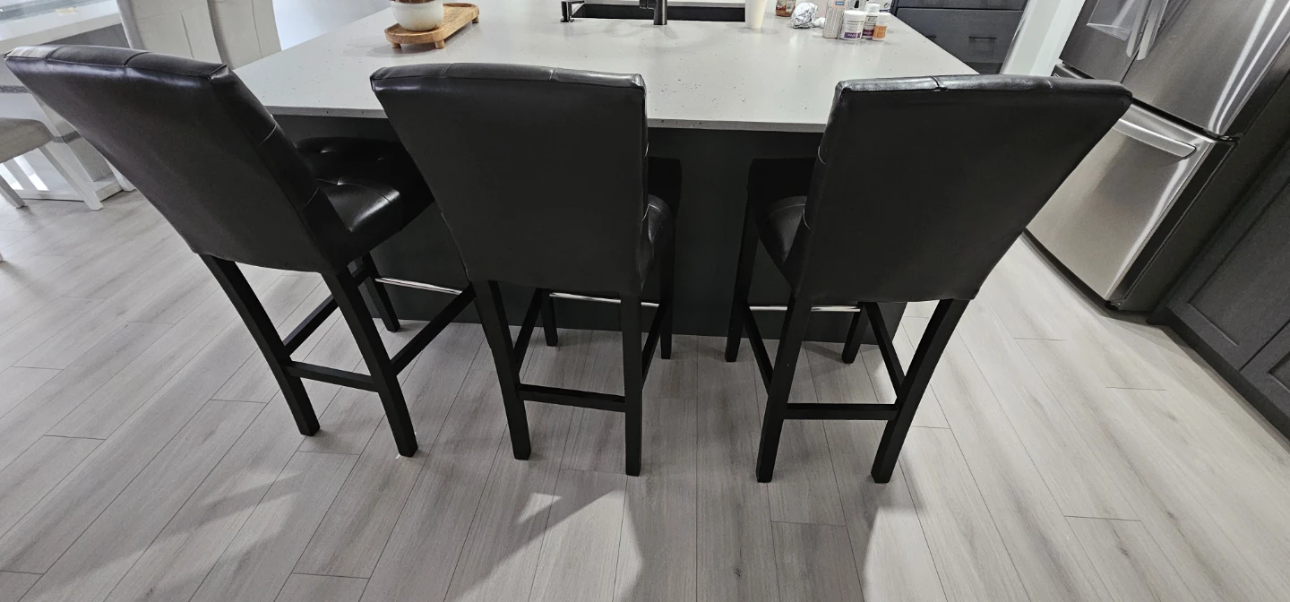 Black Faux Leather Tufted Bar Stools (Set of 3) - photo 2