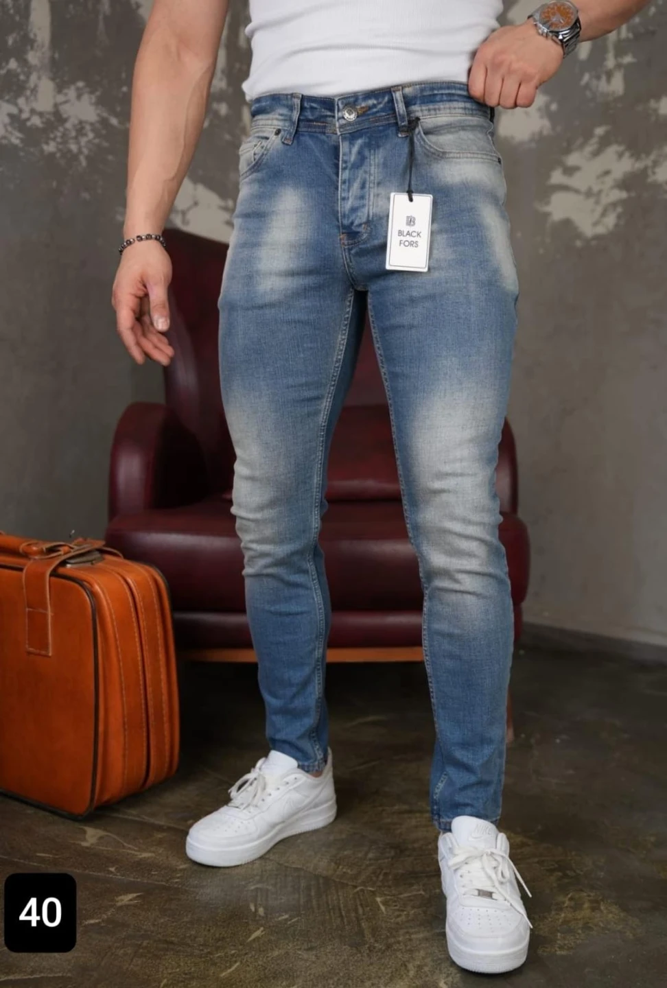 BLACK FORS Men's Blue Denim Jeans