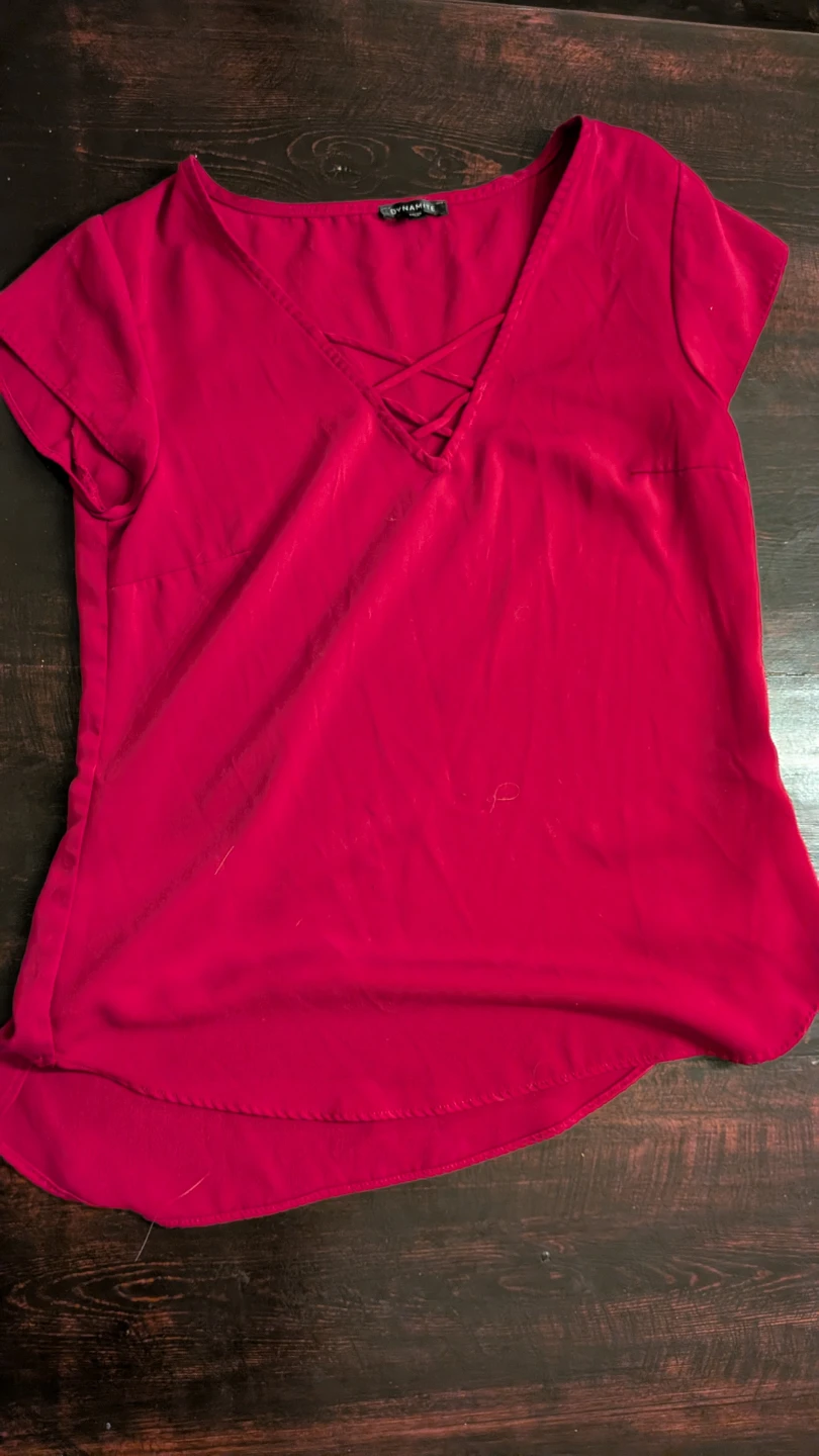 Dynamite Women's V-Neck Lace-Up Blouse