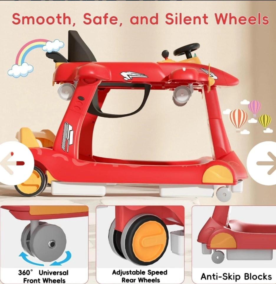 Red Airplane Baby Walker with Removable Tray - photo 3