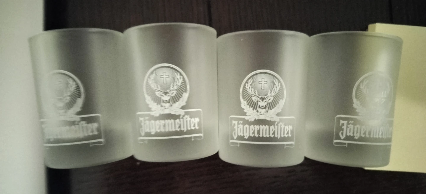 Set of 4 Jägermeister Frosted Shot Glasses