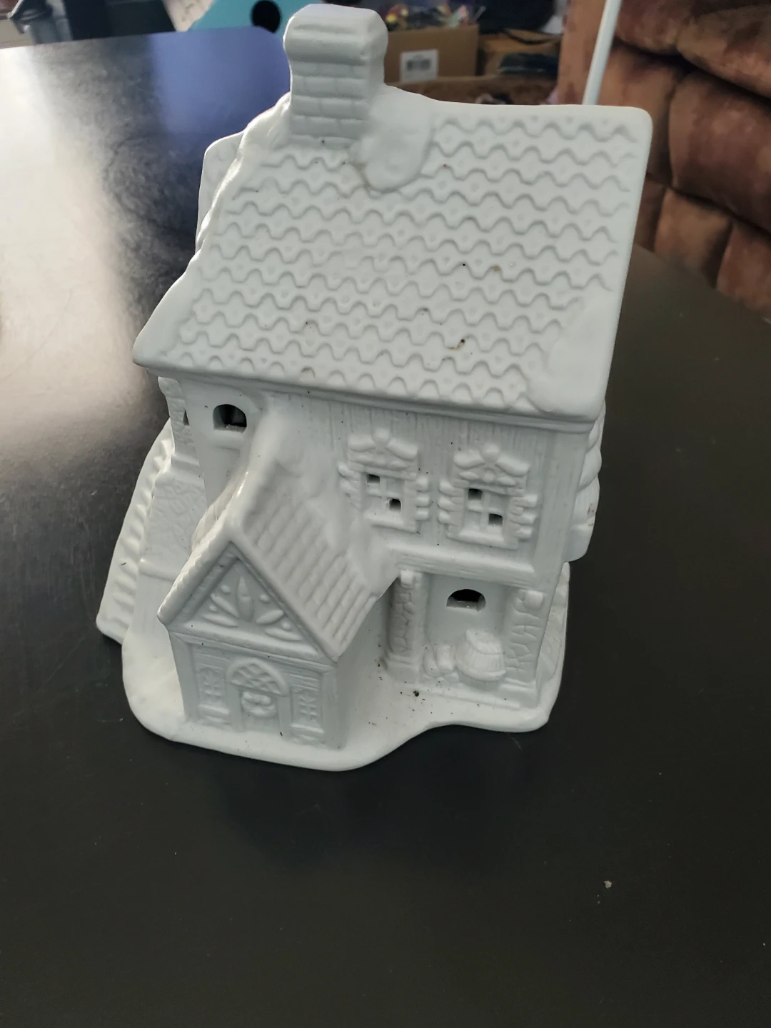White Ceramic House Figurine