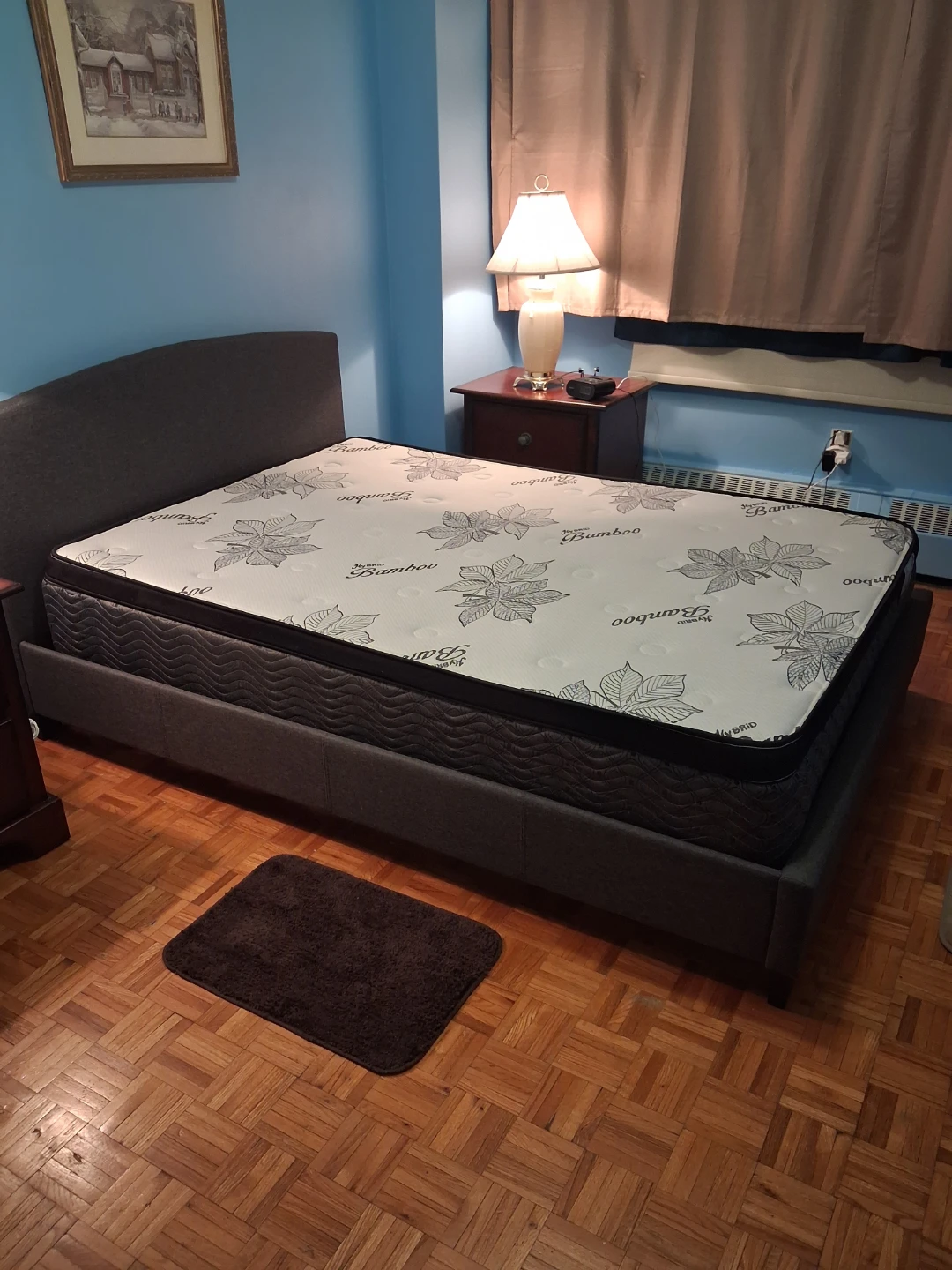 NEW Double Bed Frame & Bamboo Hybrid Mattress Set w/ Receipt