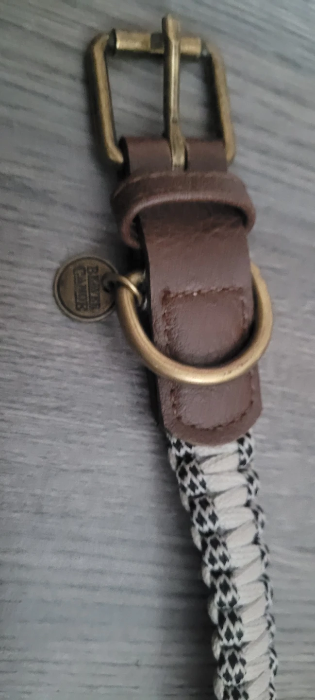 Brown Leather Dog Collar with Woven Detail - photo 2