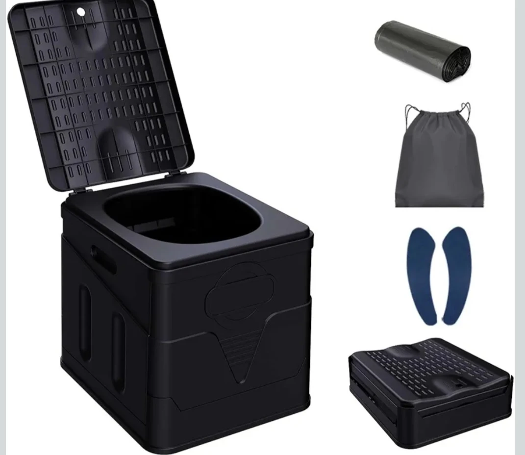 Black Portable Foldable Toilet