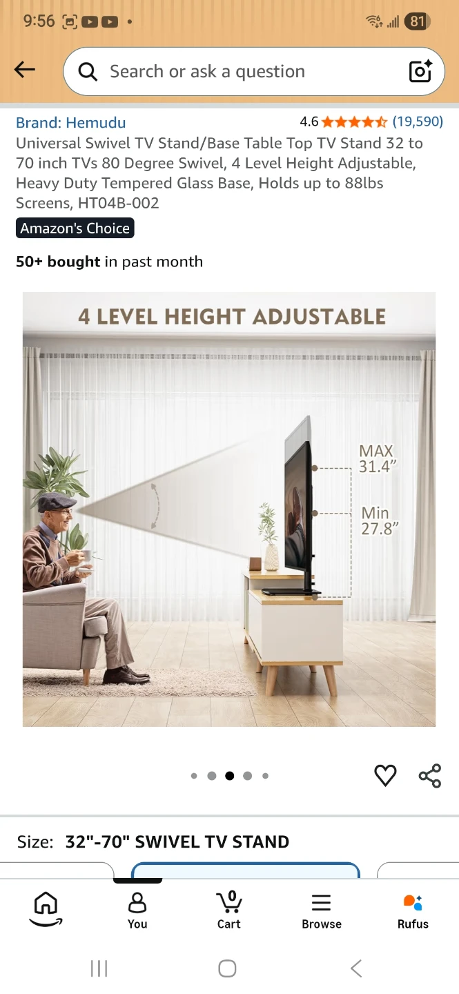 Hemudu Universal Swivel TV Stand - photo 2