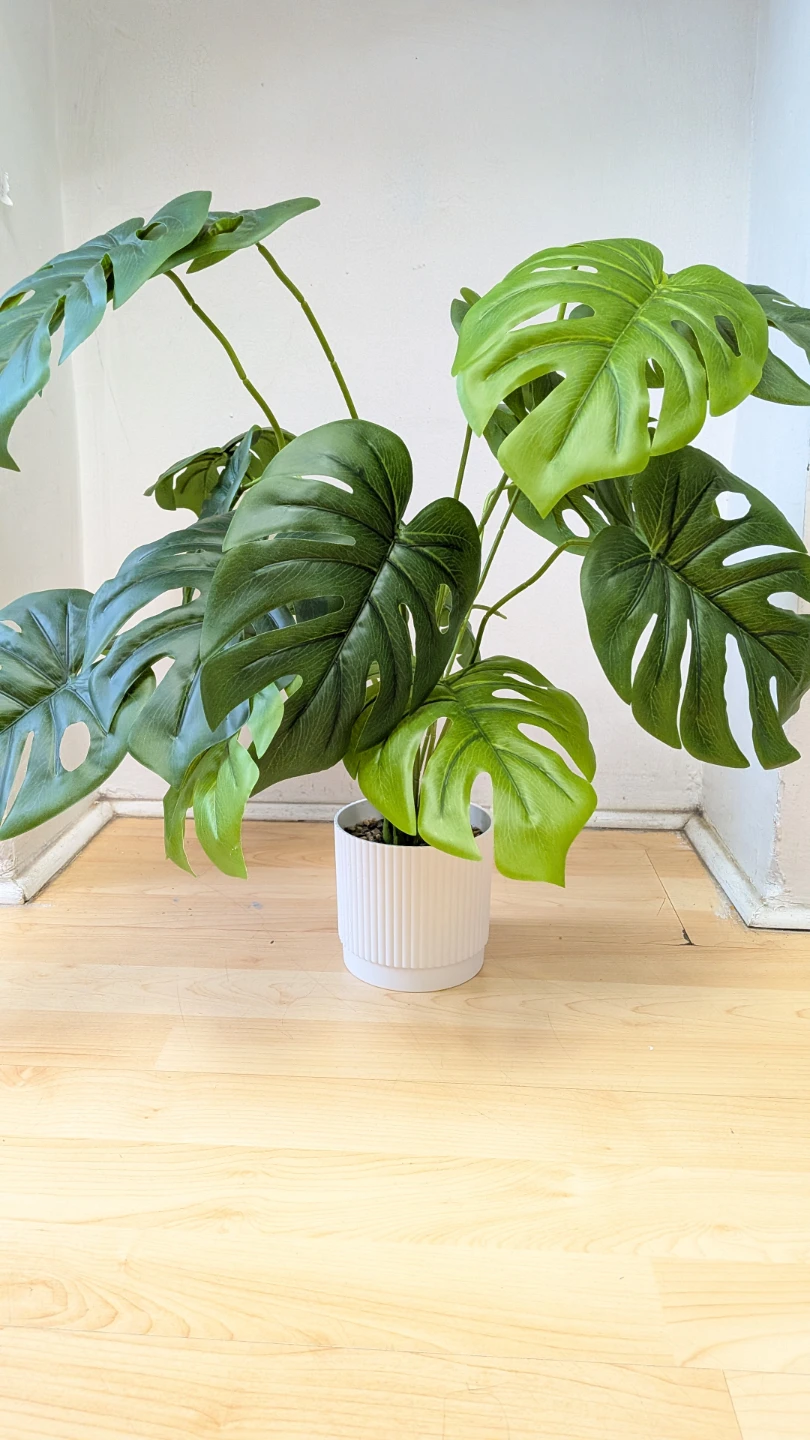 Large Faux Monstera Plant in White Pot - photo 3