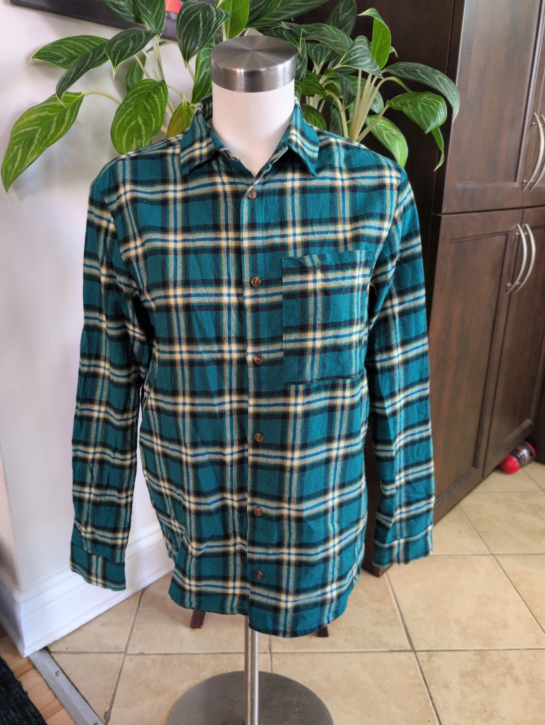 Men's Plaid Flannel Shirt Size 16