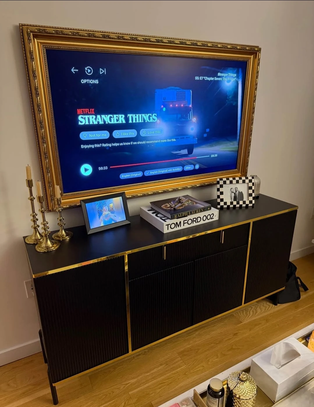 Willa Arlo Interiors Doraville Black TV Stand with Gold Accents - photo 3