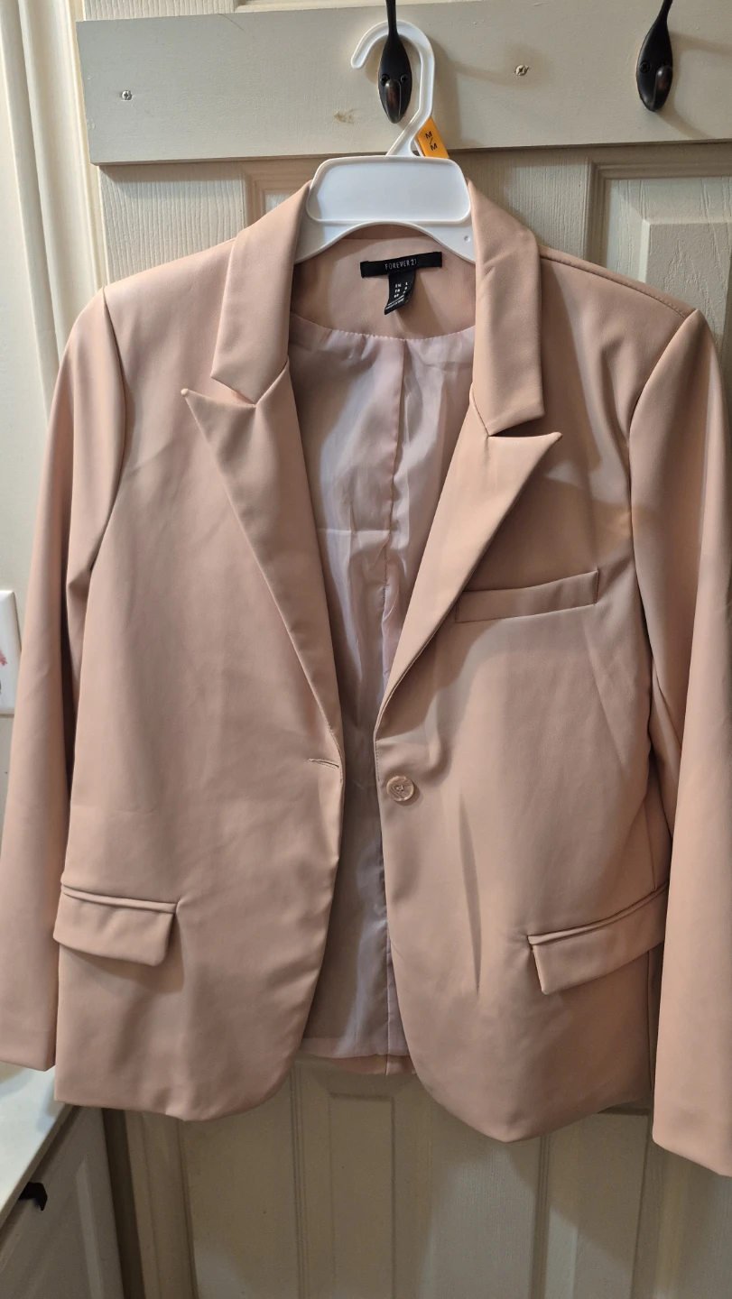 Forever 21 Pink Faux Leather Blazer - Size L