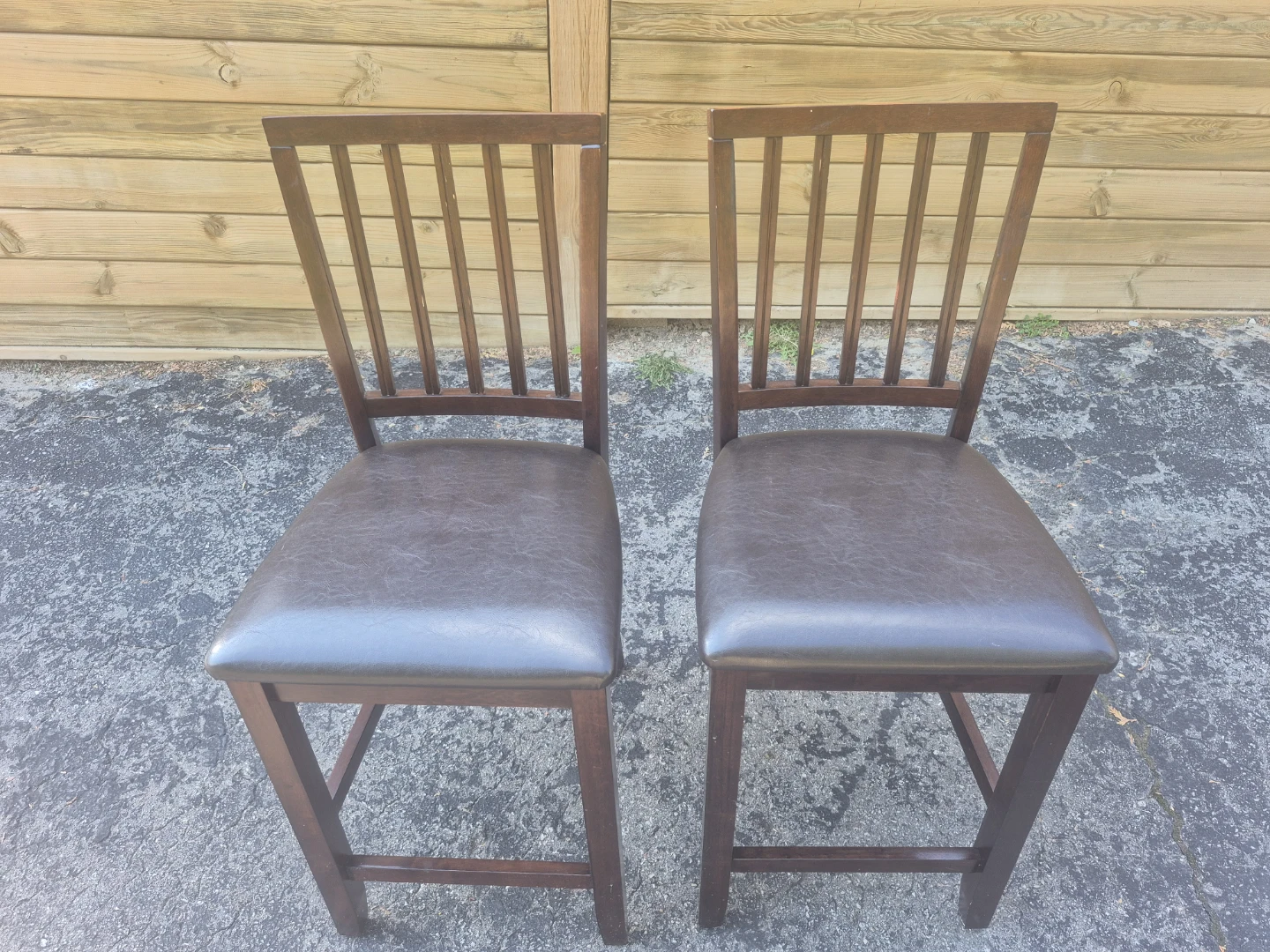 Set of 2 Dark Wood Bar Stools