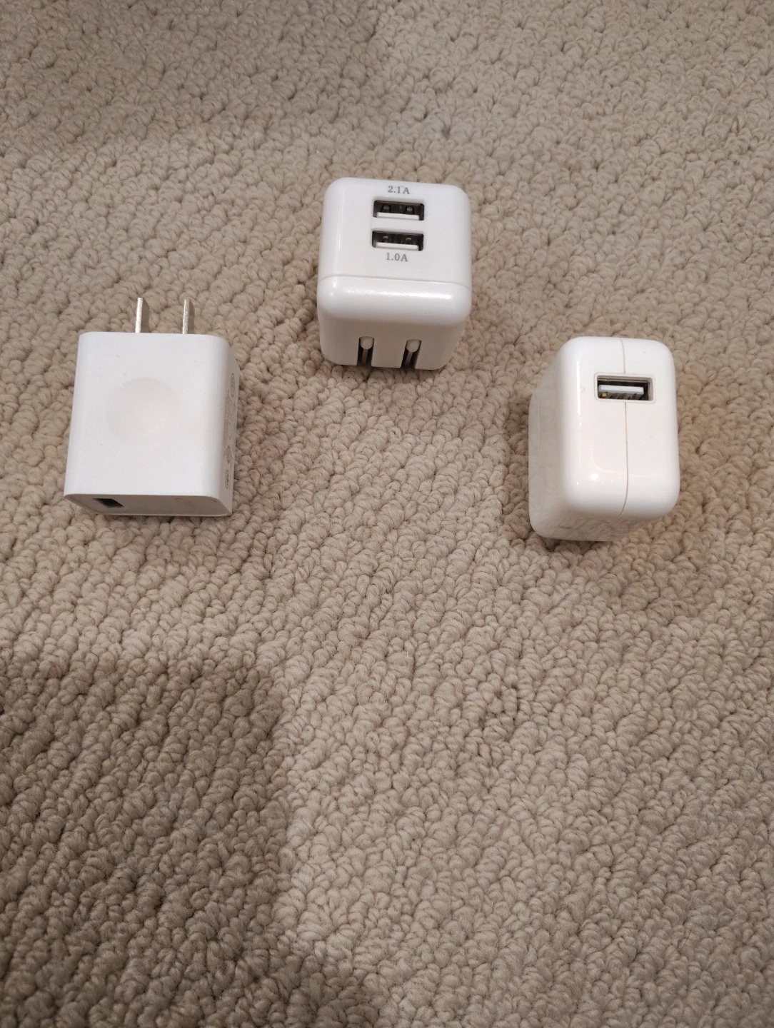 3 White USB Wall Chargers