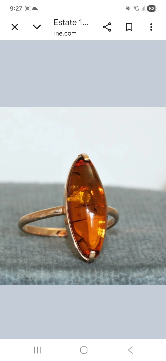 Vintage Amber Marquise Ring, Russian rose gold - photo 2