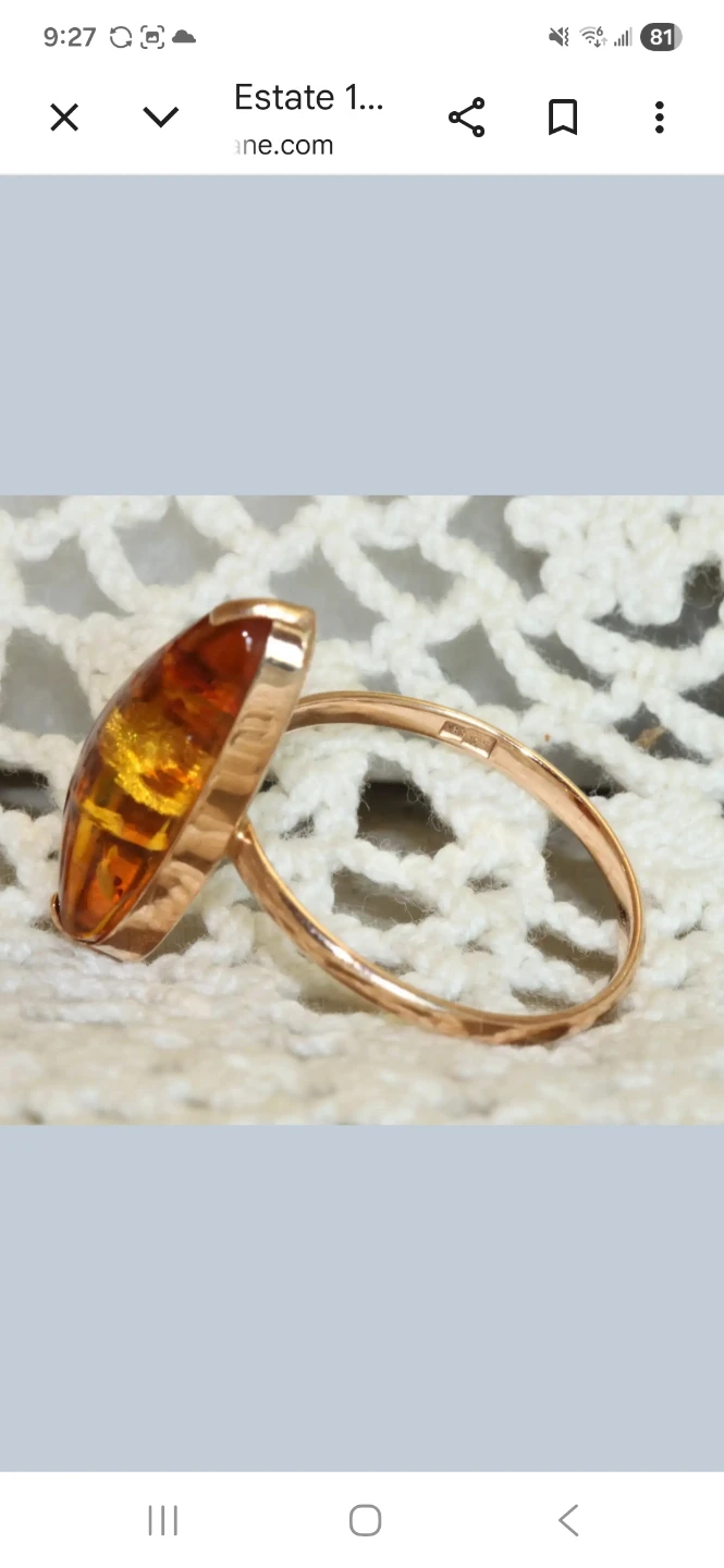 Vintage Amber Marquise Ring, Russian rose gold - photo 3