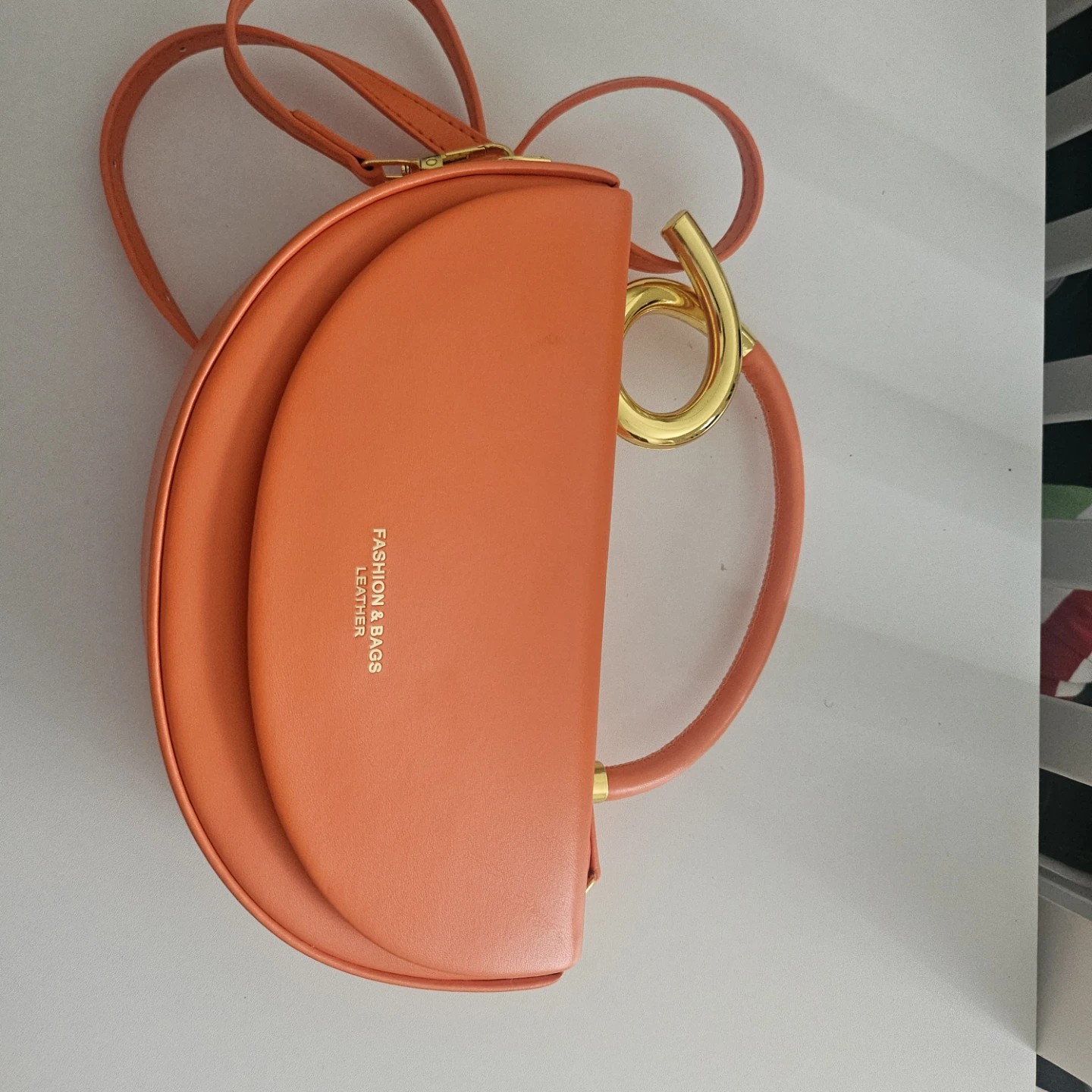 Orange Leather Crescent Handbag - photo 2