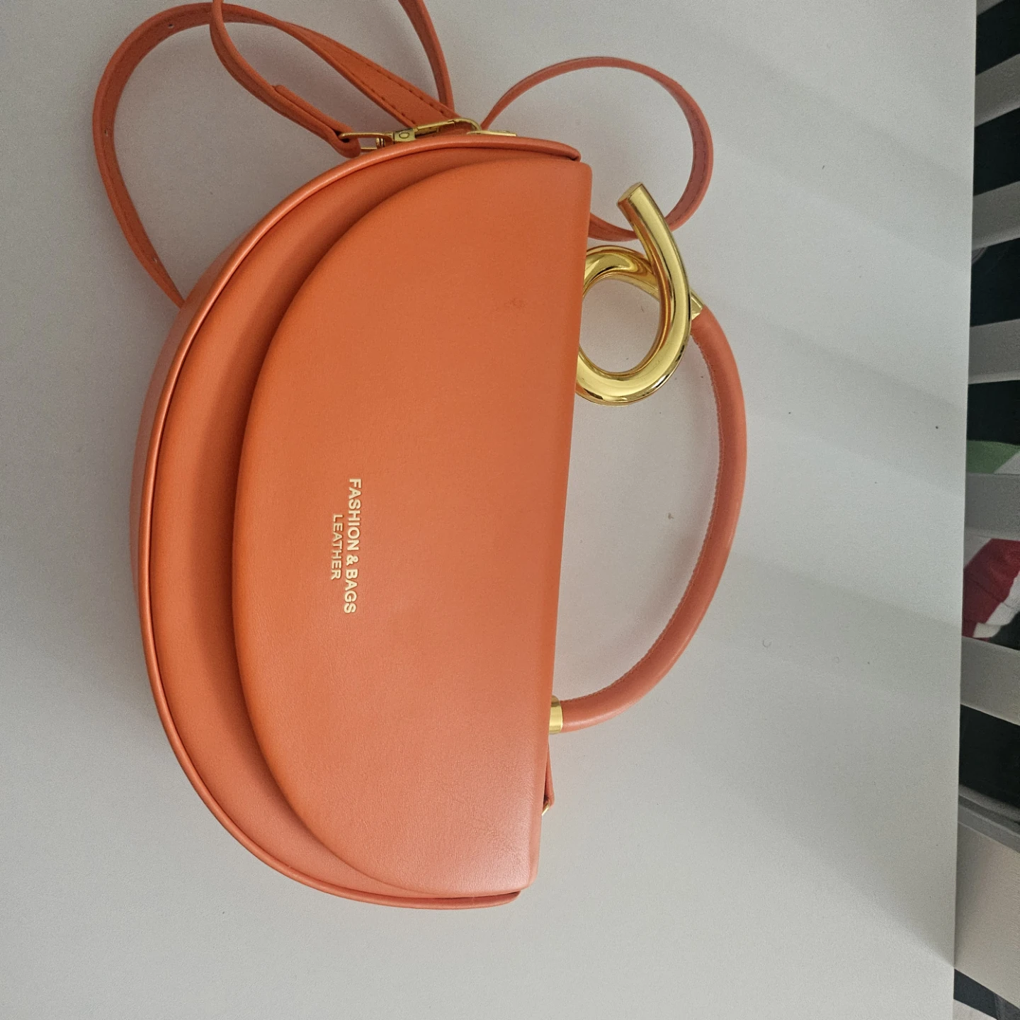 Orange Leather Crescent Handbag - photo 5
