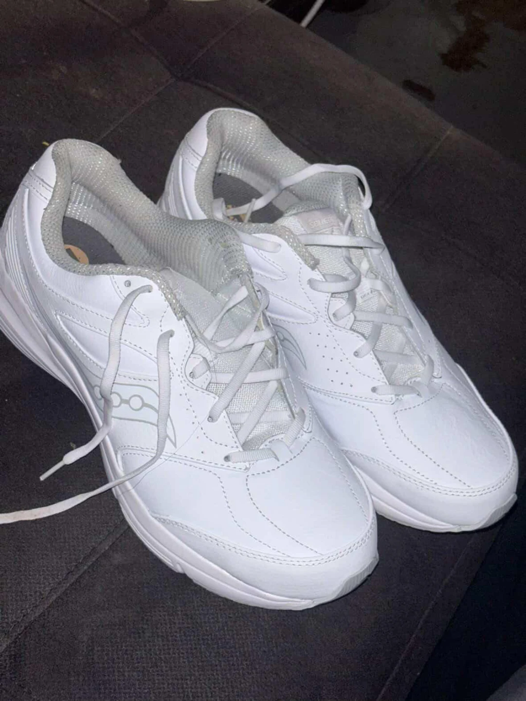 Saucony White Leather Walking Shoes