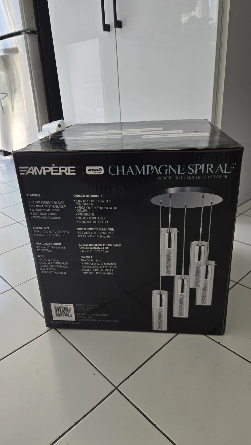Ampère Champagne Spiral 5-Light Indoor Pendant Fixture - photo 2