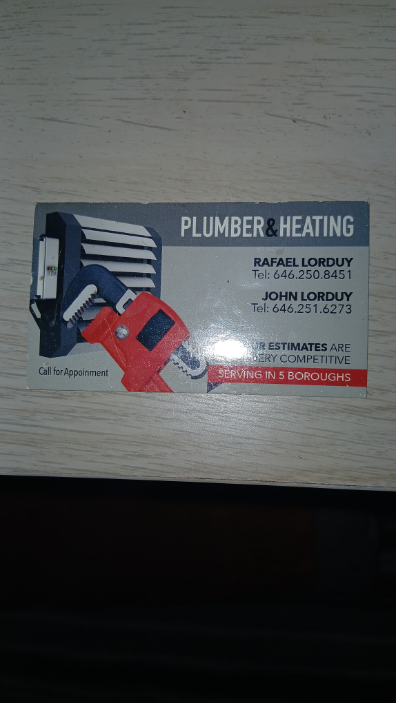 Plumber & Heating Business Card  (646) 250-8451