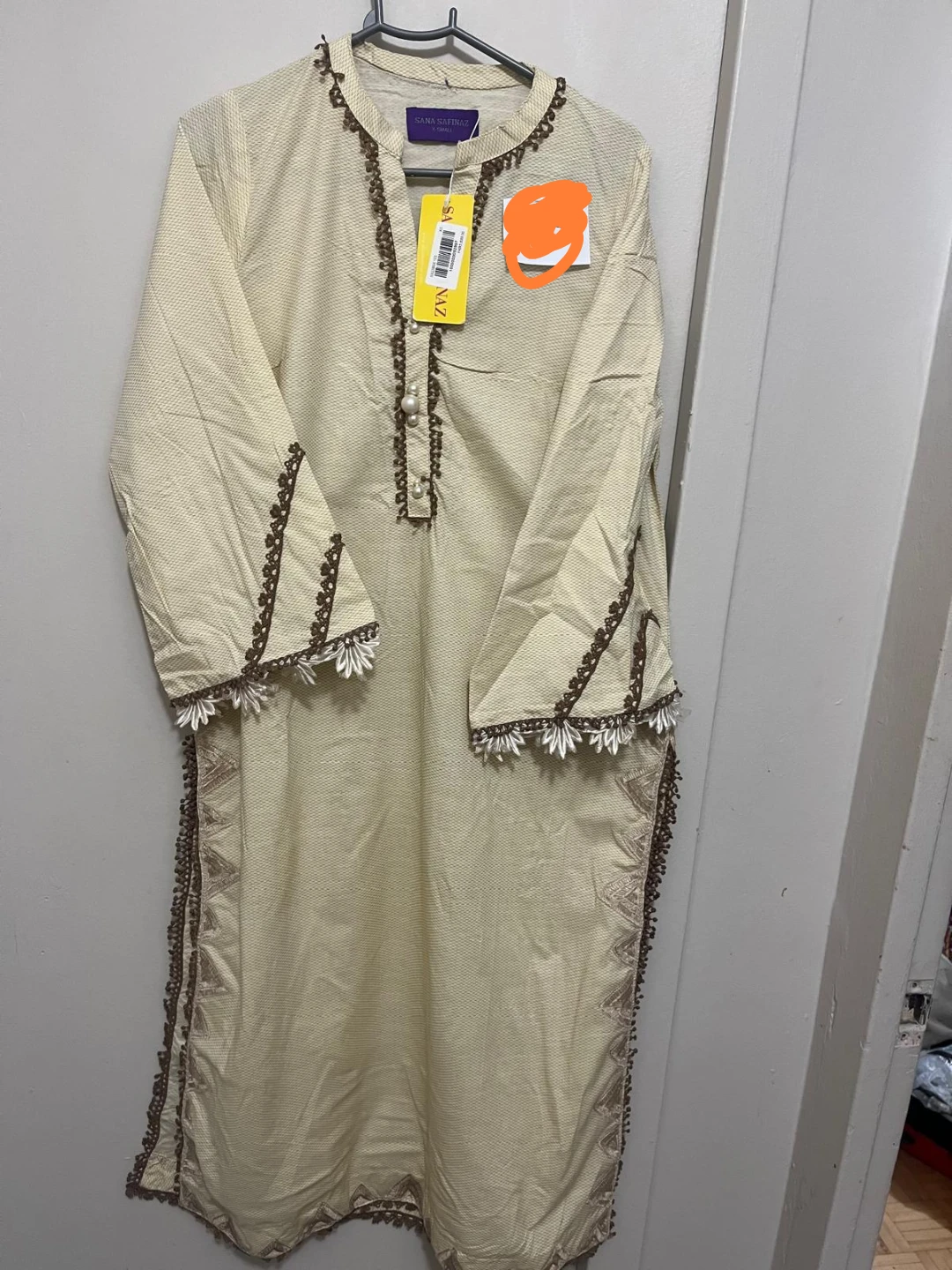 Sana Safinaz Beige & Brown Embroidered Kurti