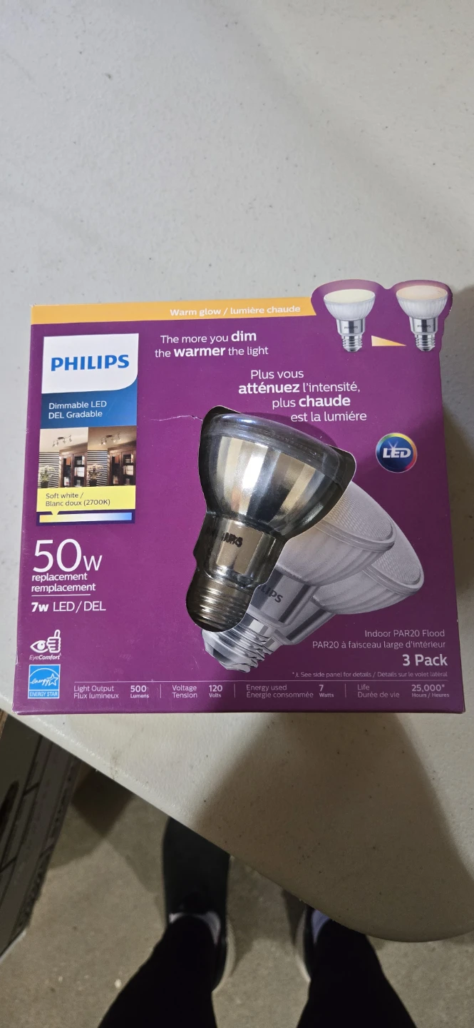 Philips Dimmable LED Indoor PAR20 Flood Light Bulbs - 3 Pack