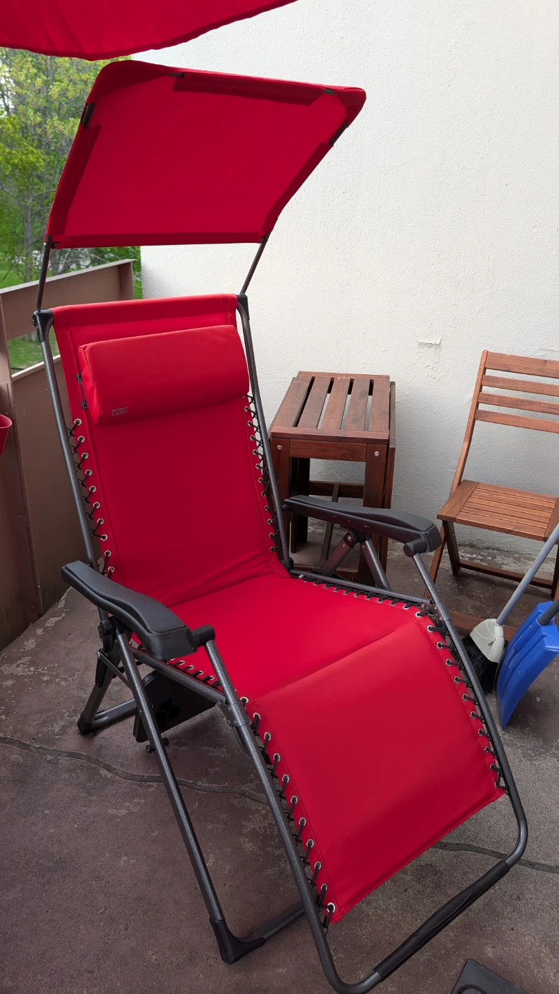 Red Outdoor Uline chair with Canopy