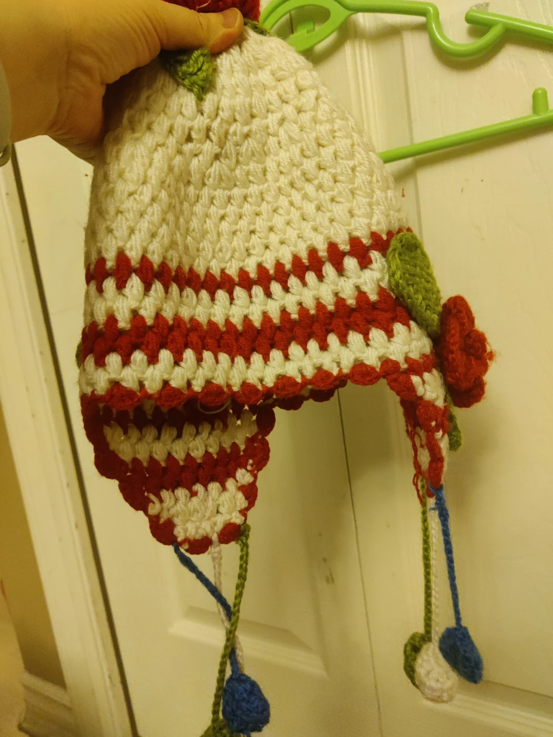 Crocheted Hat with Flowers and Ear Flaps(no2) - photo 2
