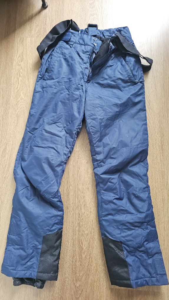 blue shoulder strap snowpants
