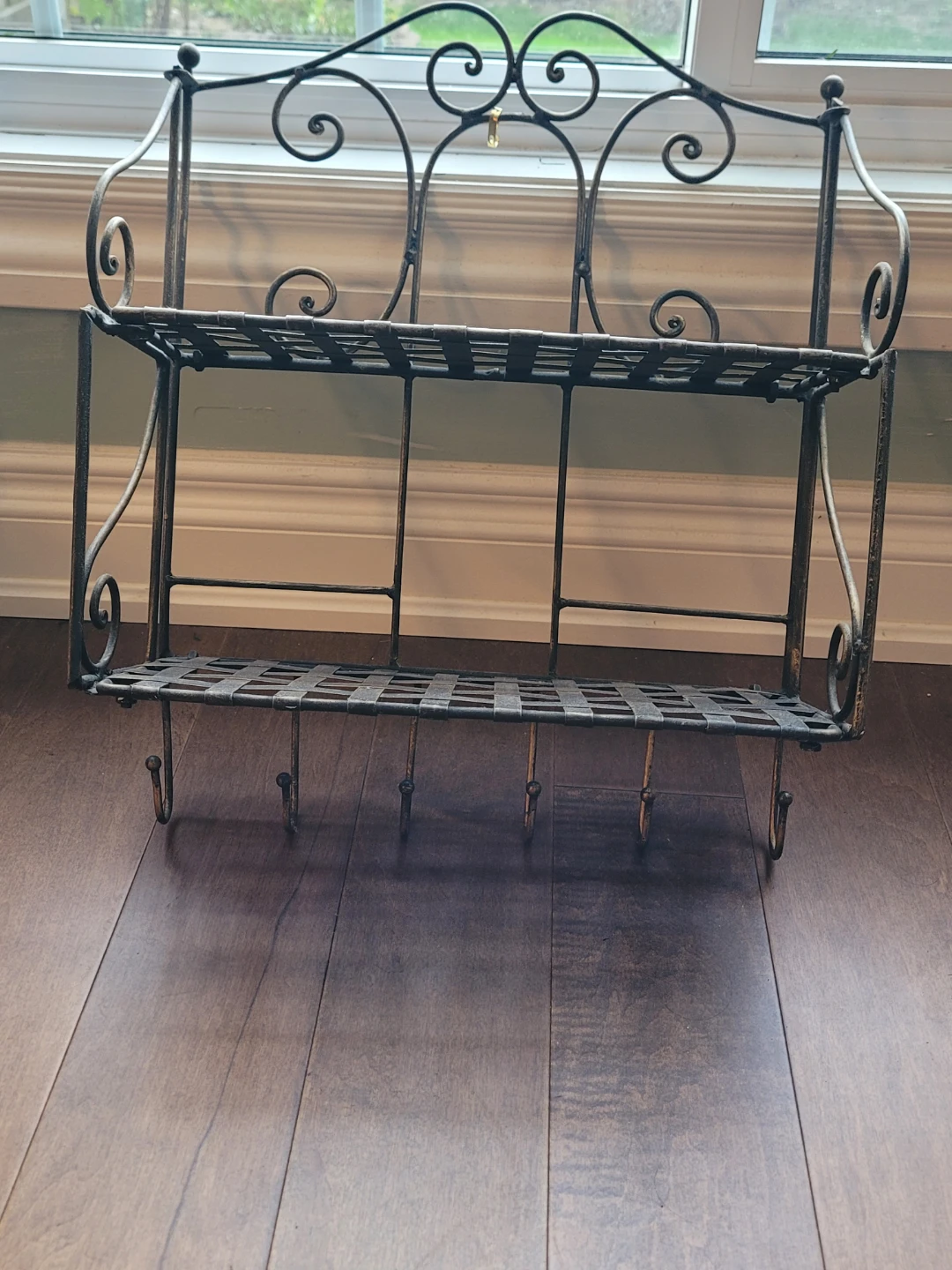 Metal Wall Shelf with Hooks - photo 2