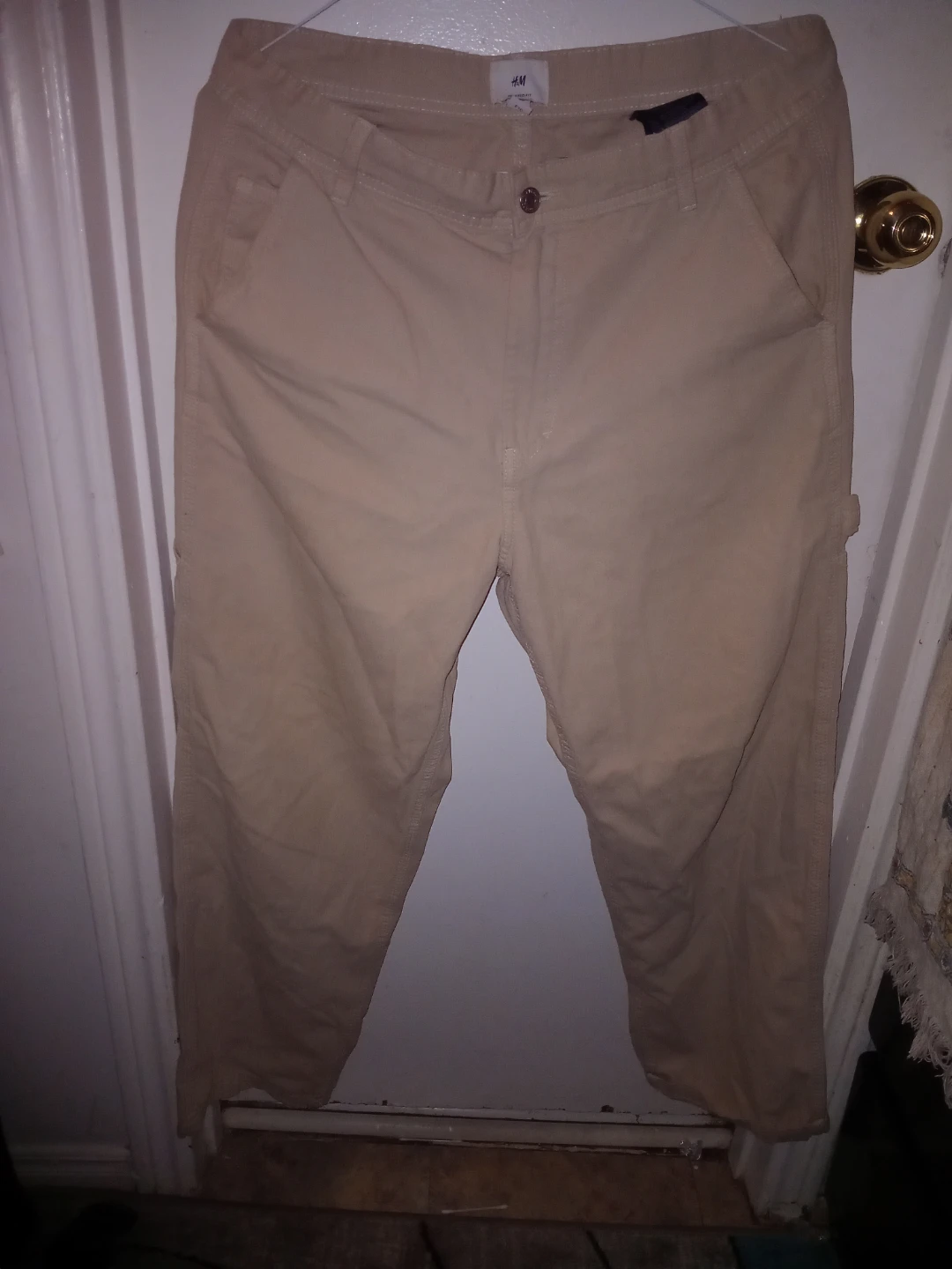H&M Relaxed Fit Beige Carpenter Pants - Size 32