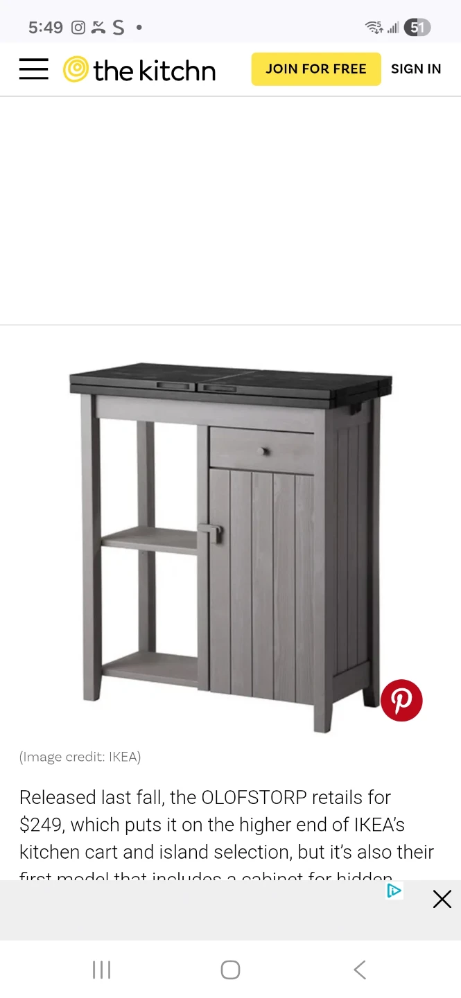Two IKEA OLOFSTORP Kitchen Island Cart's