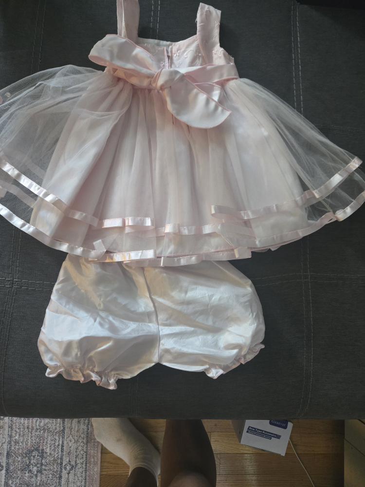 Pink Baby Dress and Bloomer Set