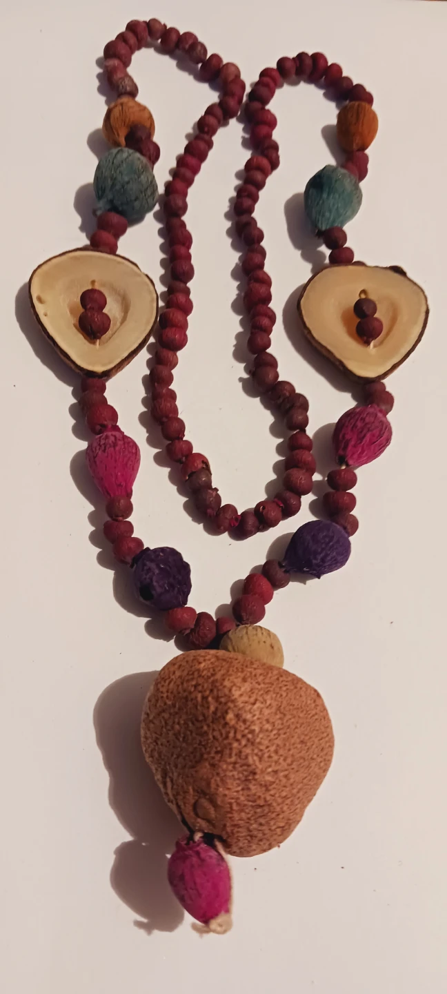 Handmade African Seed & Wood Beaded Necklace - photo 4