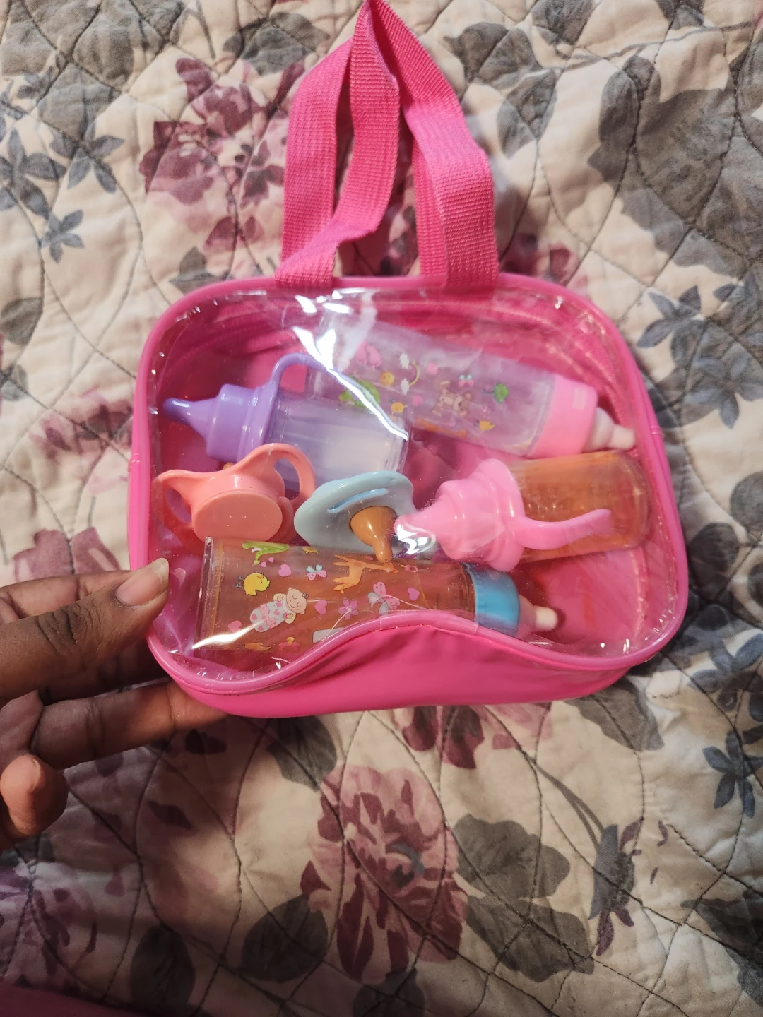Doll Feeding Set with Pink Bag