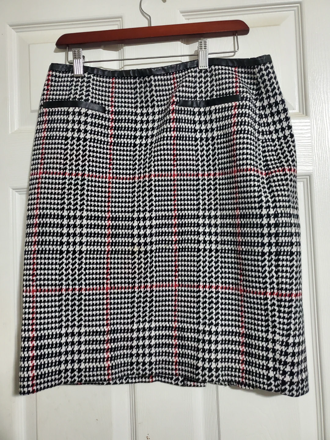 Talbots Plaid Mini Skirt with Faux Leather Trim - Size 12 - photo 2