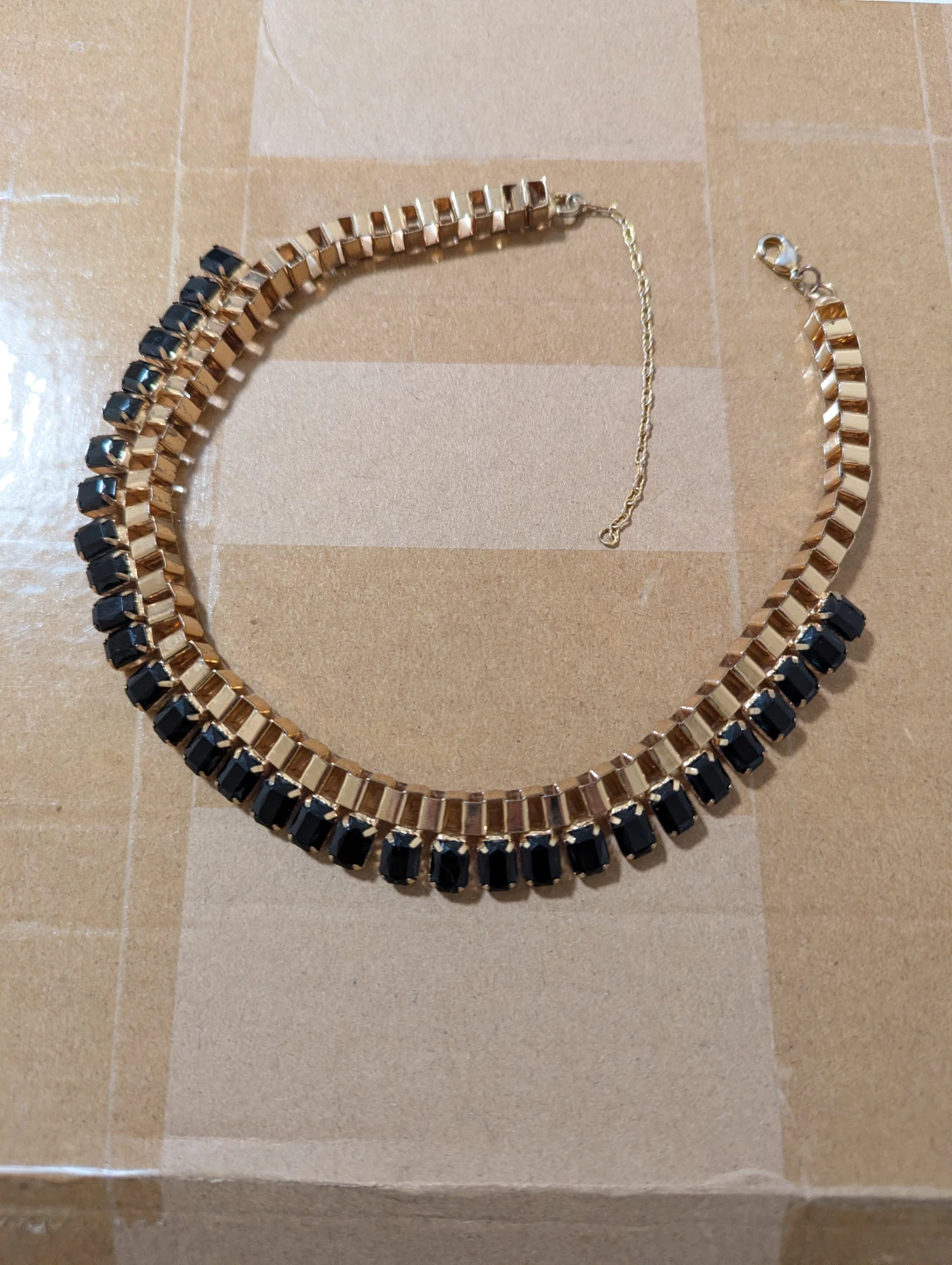 Gold Tone Necklace with Black Stones - photo 2