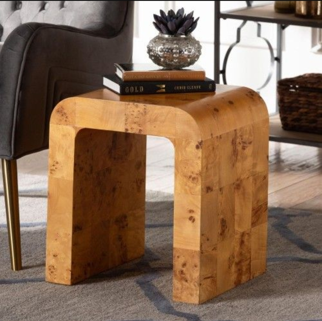 Burl Wood Waterfall End Table
