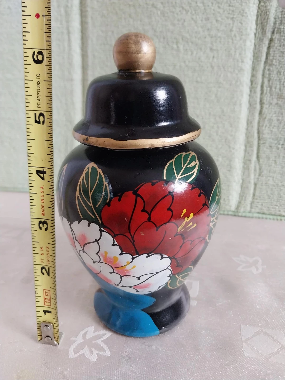 Decorative Black G8nger Jar with Floral Design. Pick up only. - photo 2