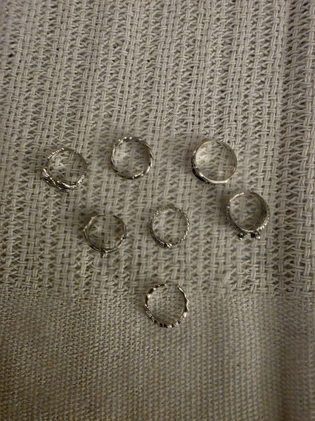Set of 7 Silver-Tone Rings