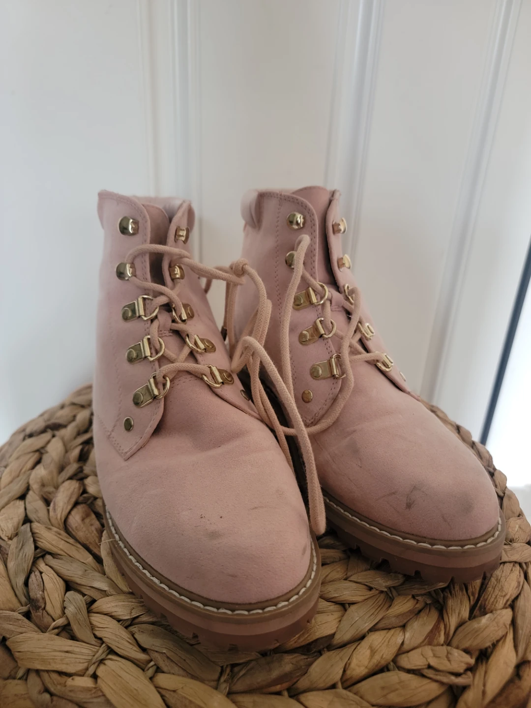 Guess Pink Suede Lace-Up Boots - Size 5.5M - photo 2