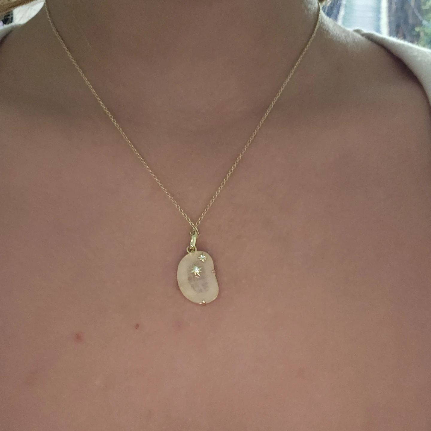 Gold Necklace with Rose Quartz Pendant - photo 2