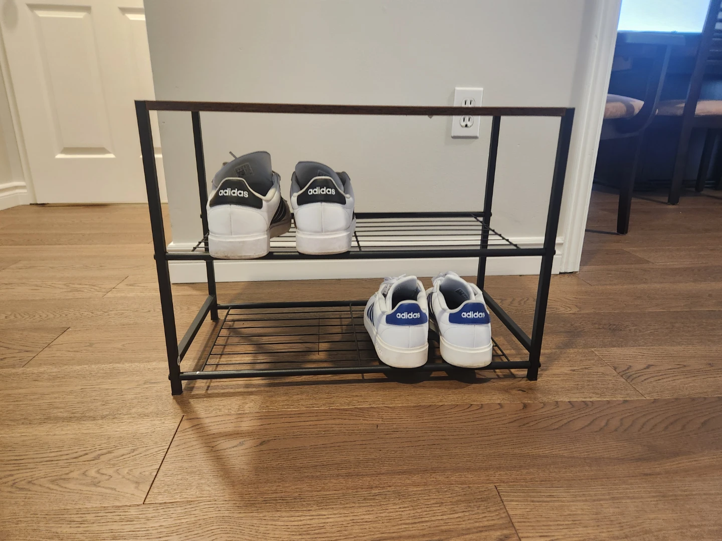 2-Tier Shoe Rack with Wood Top