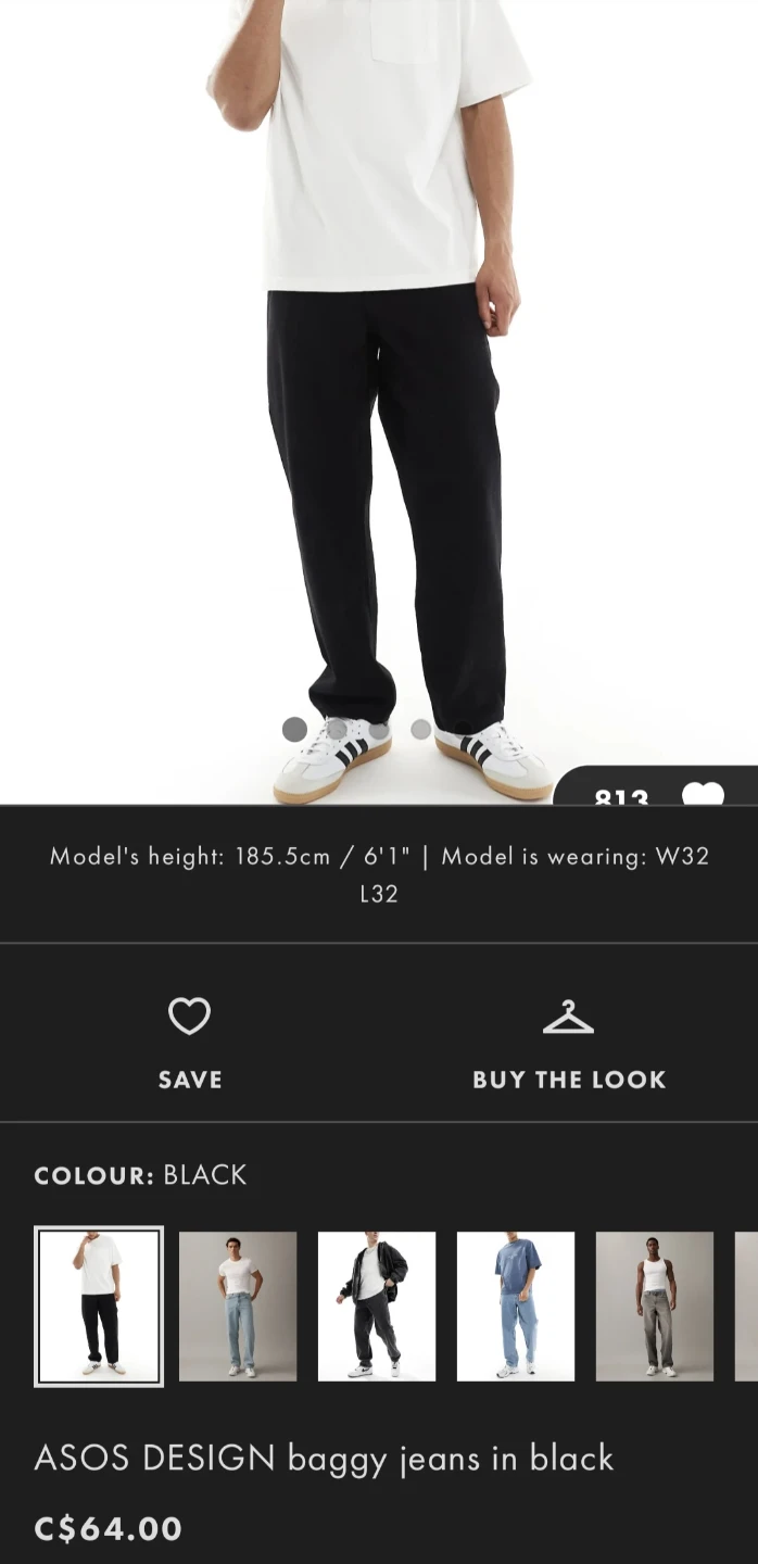 ASOS DESIGN Baggy Jeans - Black - photo 5