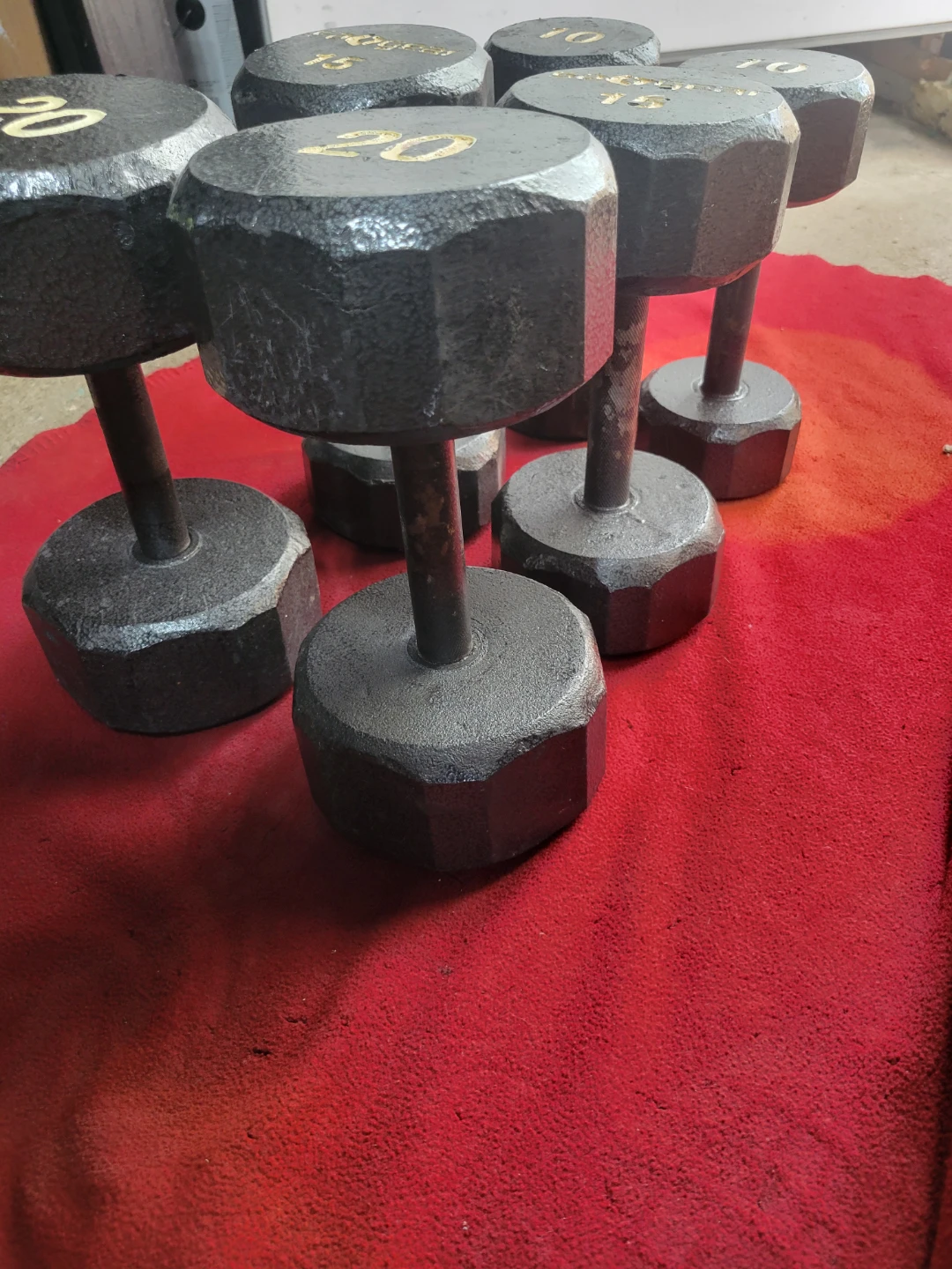 SET OF 10s. 15s. 20s   HEXHEAD DUMBBELLS TOTAL 90LBs - photo 2