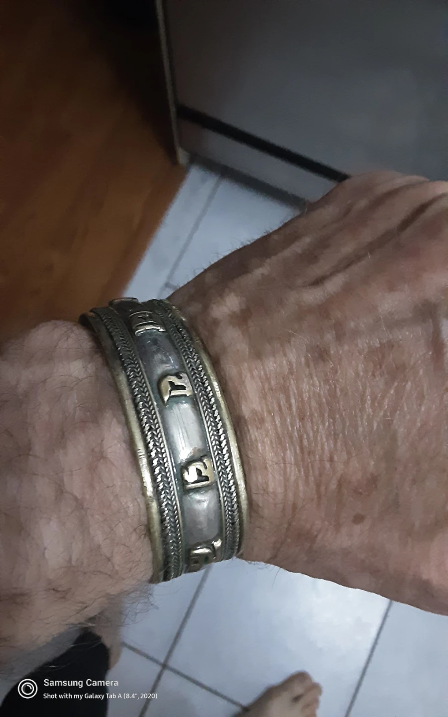 Handmade Unisex Silver Tibetan Mantra Bracelet - photo 4