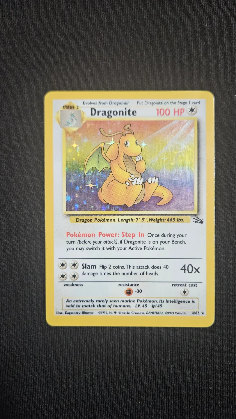 Dragonite Fossil Holo Pokemon Card