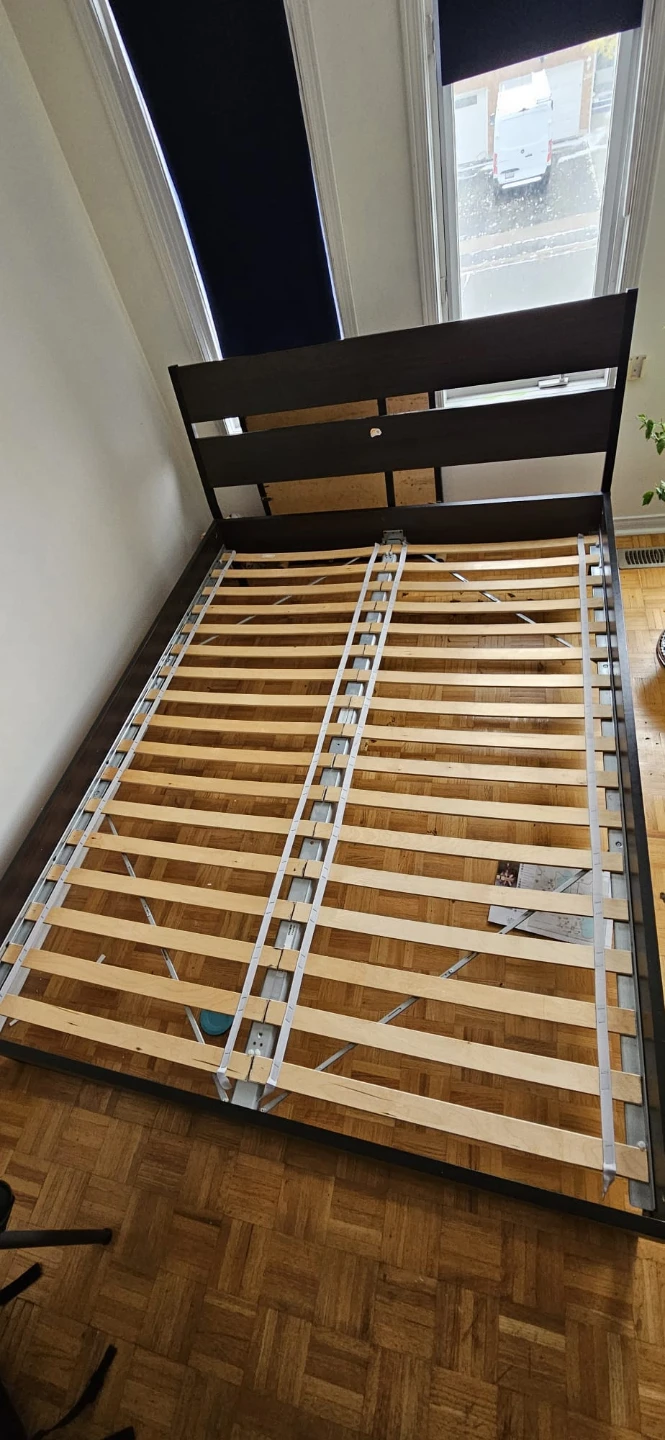 Dark Brown Queen Bed Frame with Slats