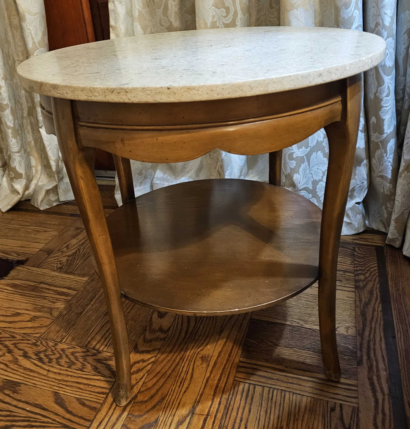 Vintage Matching Marble Top Accent Tables Rectangular & Round