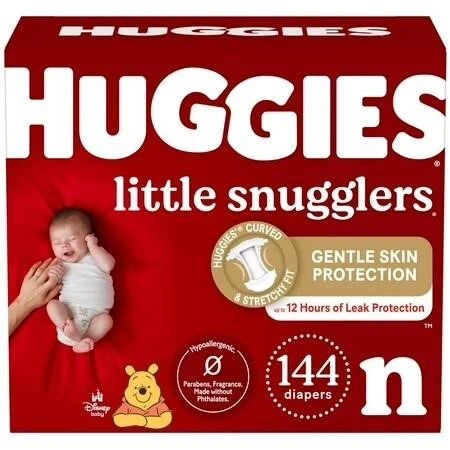 Huggies Little Snugglers Diapers - Size N - 144 Count